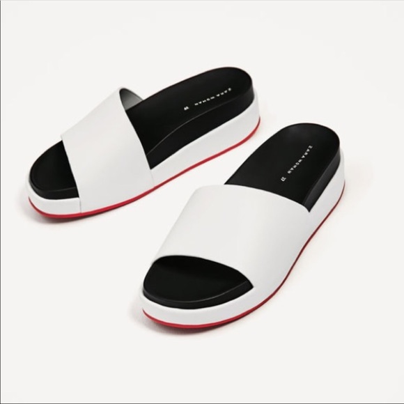 Zara white/black platform slide - Picture 2 of 6
